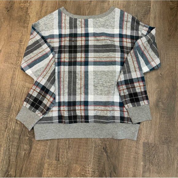 Peyton Jensen dressy crewneck sweatshirt plaid - Picture 2 of 3
